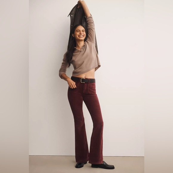 NWT! Anthro Wine The Icon Corduroy Flare Jeans by Pilcro:...